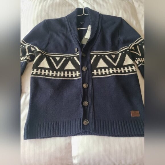 Buffalo David Bitton Cozy Grandpa Men's Button Up Cardigan Sweater Blue Medium - Picture 15 of 15